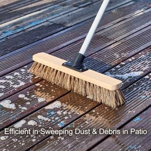 Метла Градинска твърда четка дълга метална дръжка за външно почистване