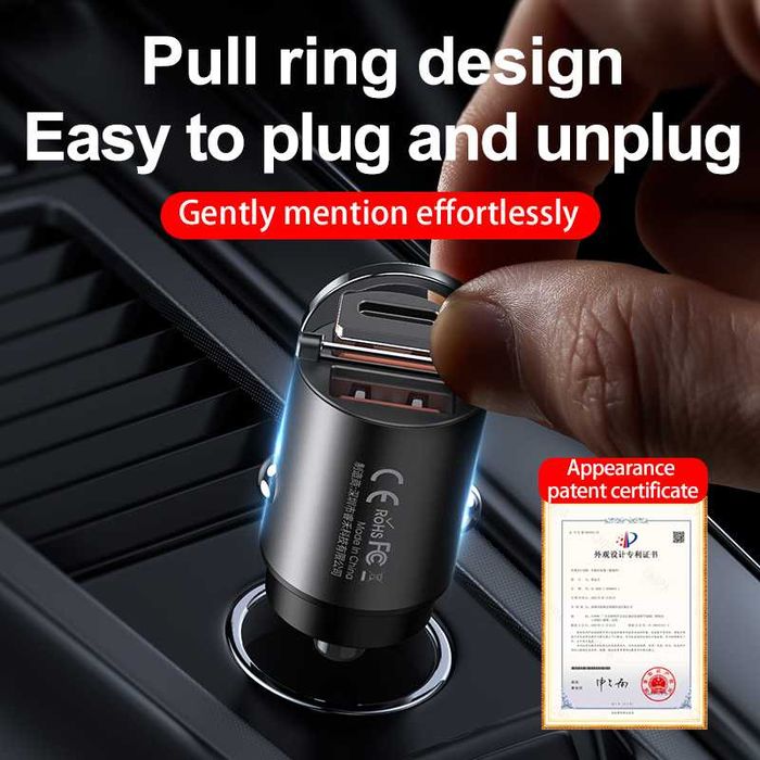 Adaptor incarcator auto bricheta 2 porturi USB Fast Charge USB-C 30W