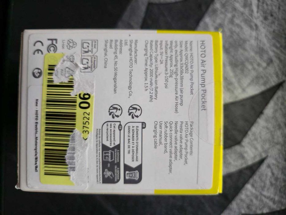 Mini compresor HOTO Air Pump Pocket – 150 PSI, USB-C - Nou