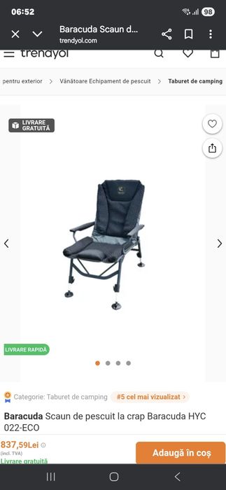 Vand scaun pescuit Baracuda HYC-022-ECO