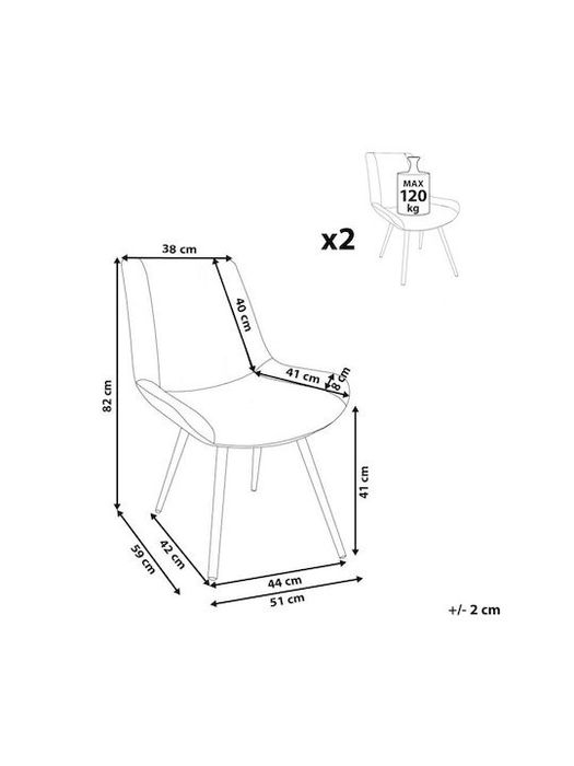 Set 2 scaune dining Bej, Beliani