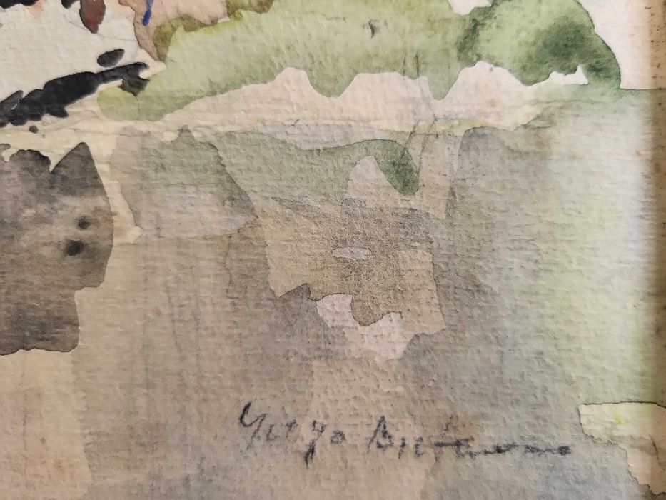 Acuarelă-GARZÓ BERTALAN (1882-1959). Etichetă expo Artist cu cotă mare