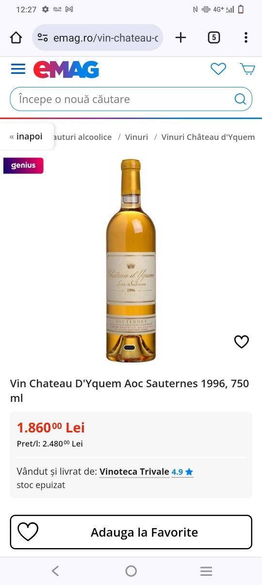 Vând vin chateau d'yquem