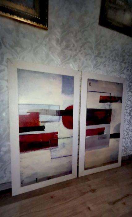 Картина от две части абстрактно изкуство RED 1  Verbeek-Van Den Broek