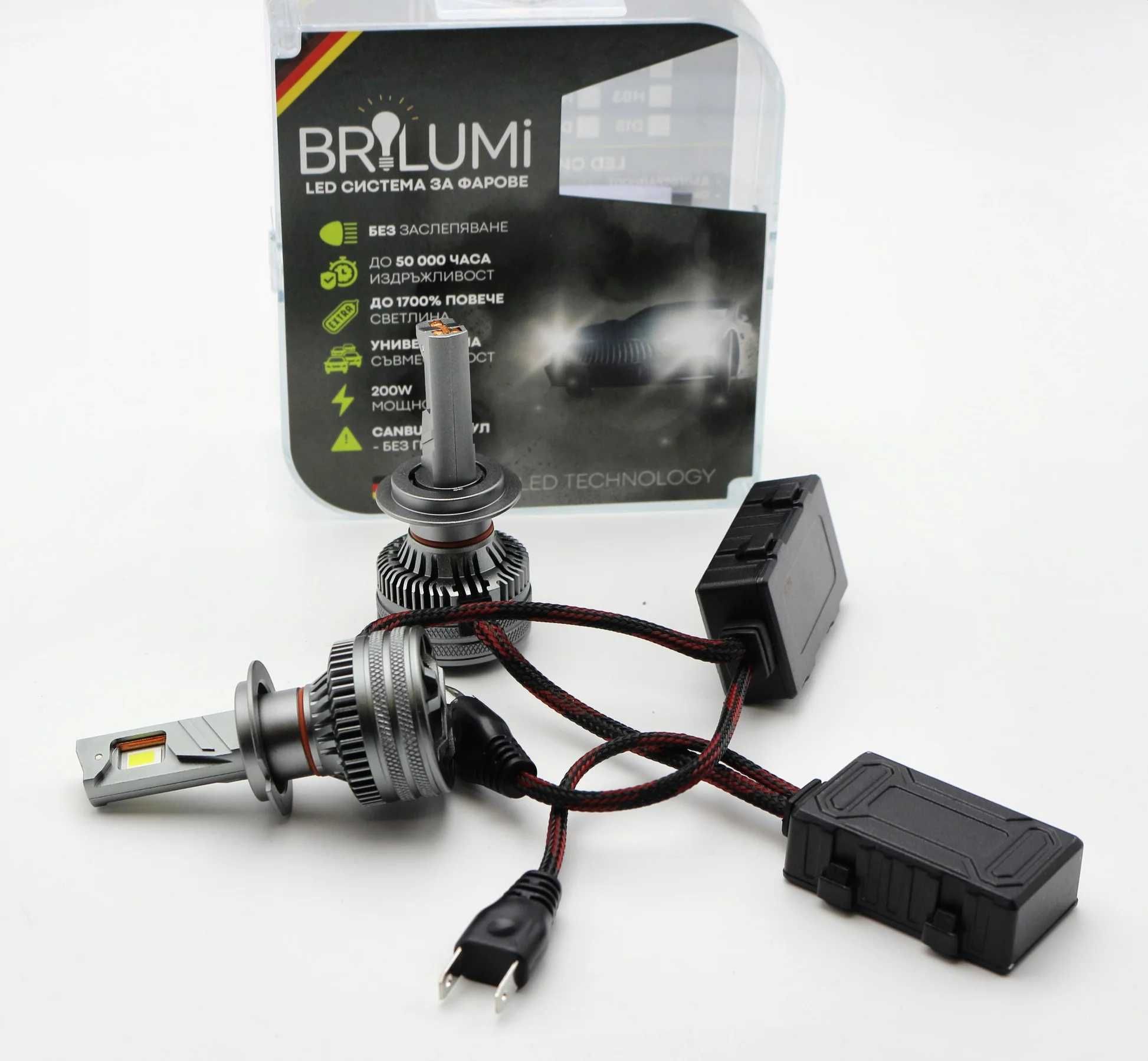 LED крушки за автомобил BRILUMI ZENITH, H7, 200W, 6000K