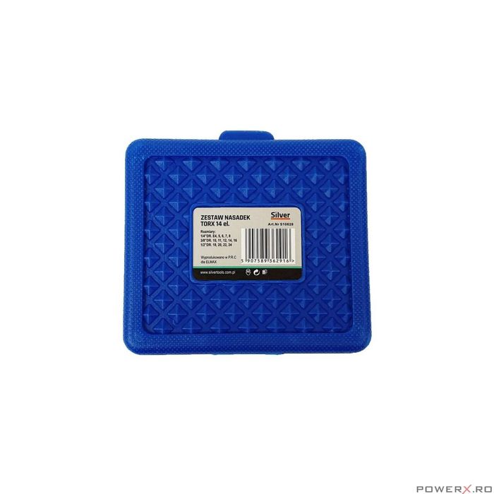 Trusa Set 14 Chei Tubulare Tip E E4-E24 Torx,Silver, S10628