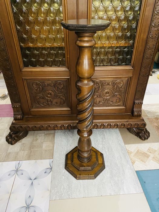 Piedestal Stativ Suport Lemn Masiv Sculpturi Vintage