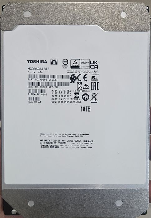 HDD Toshiba MG09ACA18TE 18000 Гб, 18tb, 18,тб