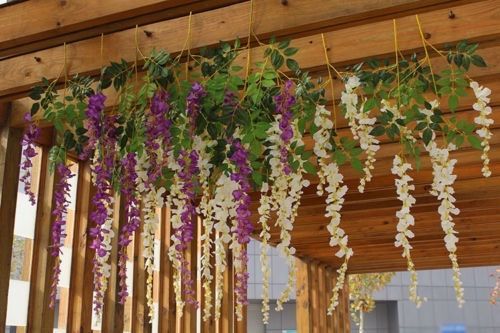 Flori wisteria artificiale matase lungi albe pt panou nunta decor