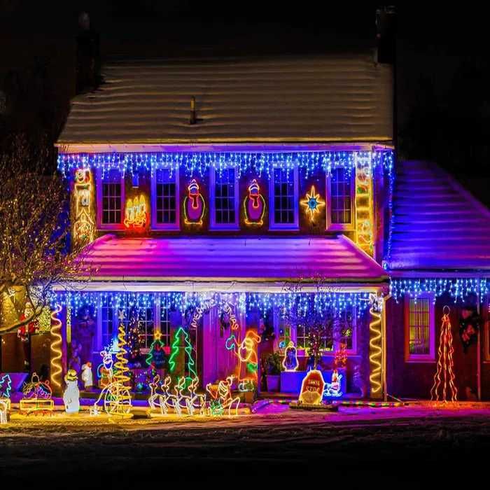 Коледни лампи LED Завеса с флаш ефект студено бял