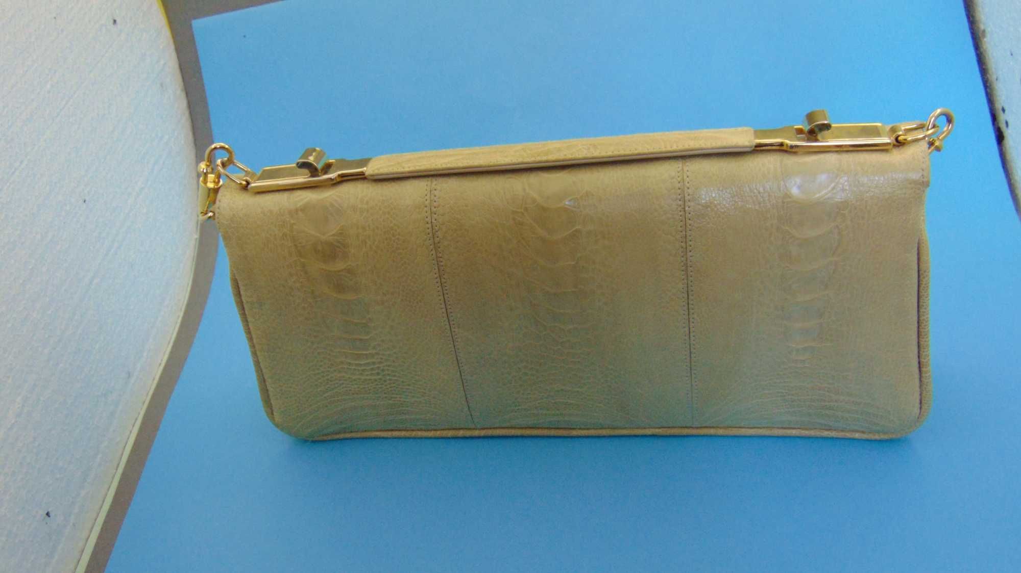 Дамска чанта от змийска кожа (капска/жълта кобра)