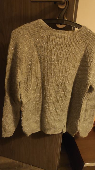 Pulover dama gri cu roz pal