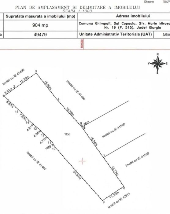 Teren vânzare  sat Copaciu comuna Ghimpati