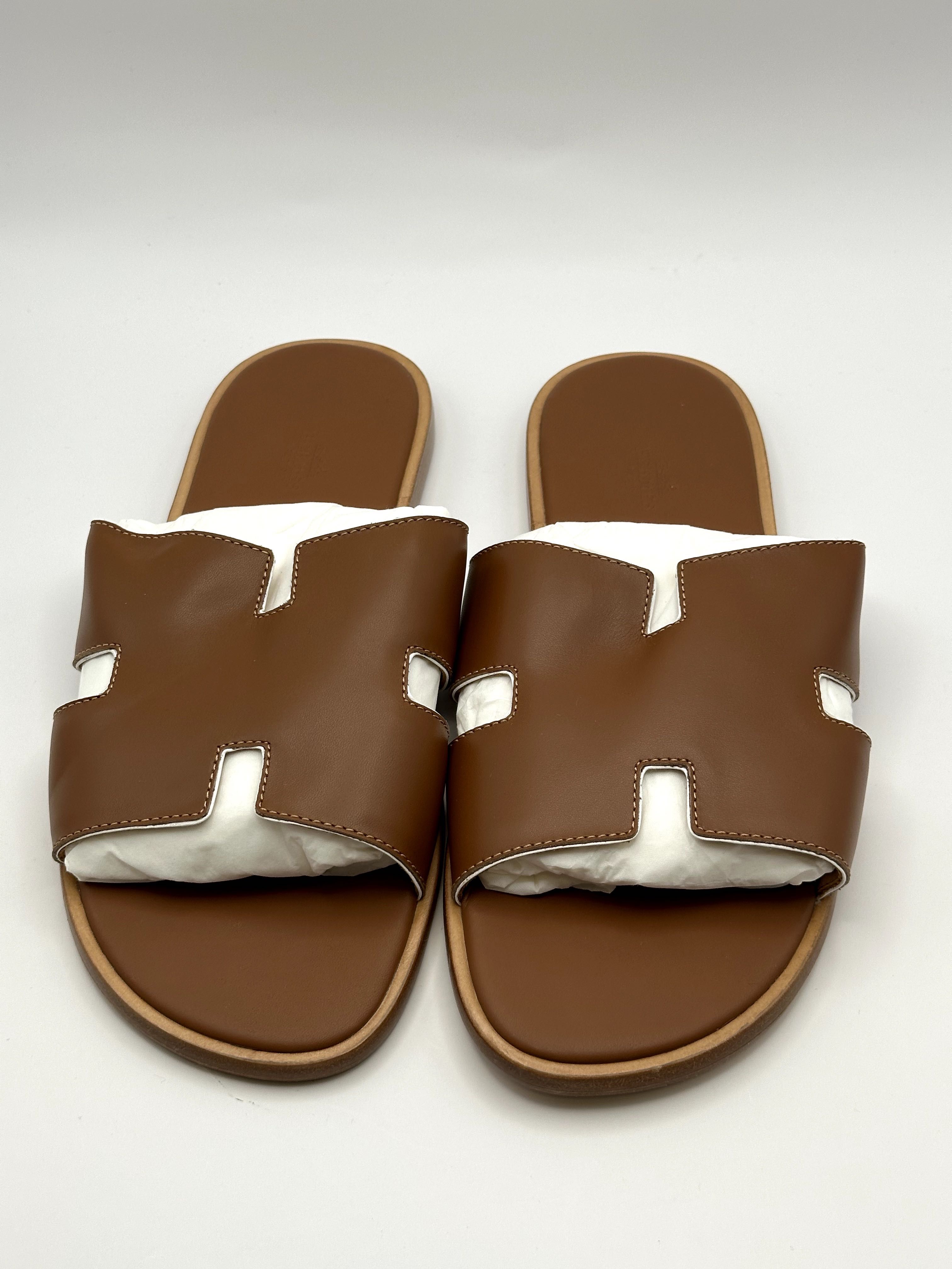 Hermes Slides Man Brown/White