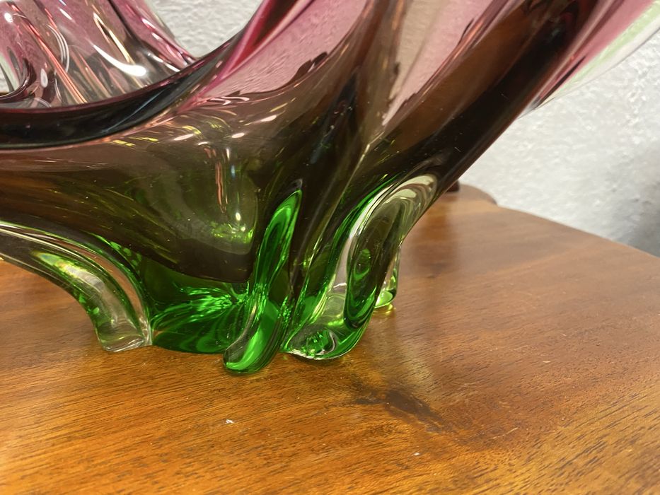 Фруктиера от разноцветно духано стъкло Мурано Италия 1960 1970