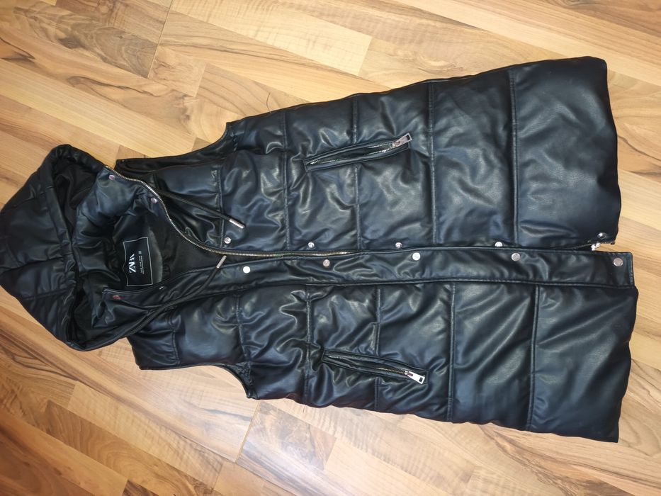 Дамски дълъг кожен елек Zara