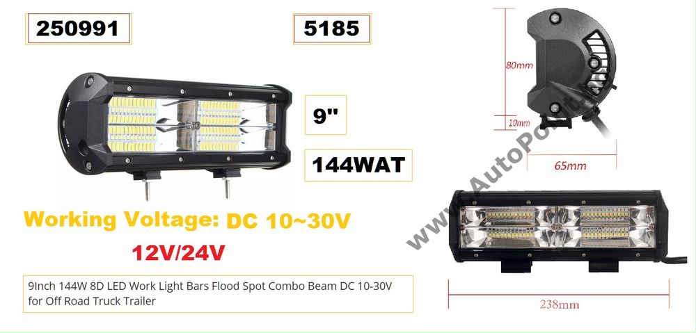 LED BAR 144w 23см халоген