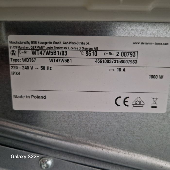 Кондензна сушилня с термопомпа 8кг.А+++ SIEMENS IQ700