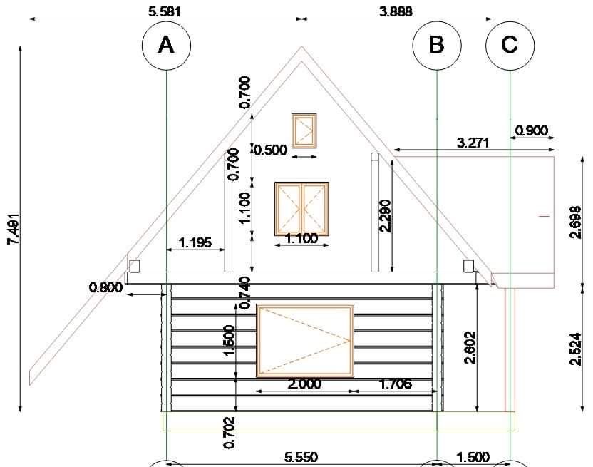 Casa din lemn masiv, la rosu, material + manopera, la super pret!