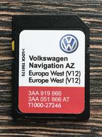 Фолксваген VW RNS 315 WEST Europe V12 SD card RNS315 2020 SEAT SKODA