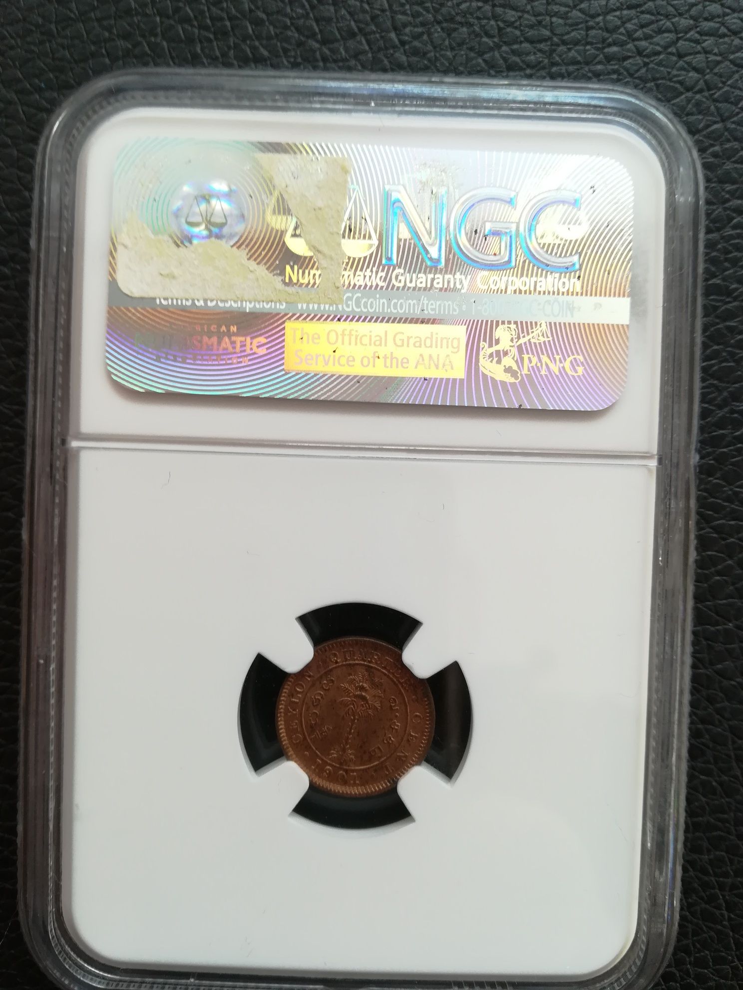 1/4 цент 1901 Британски Цейлон NGC MS63 RB