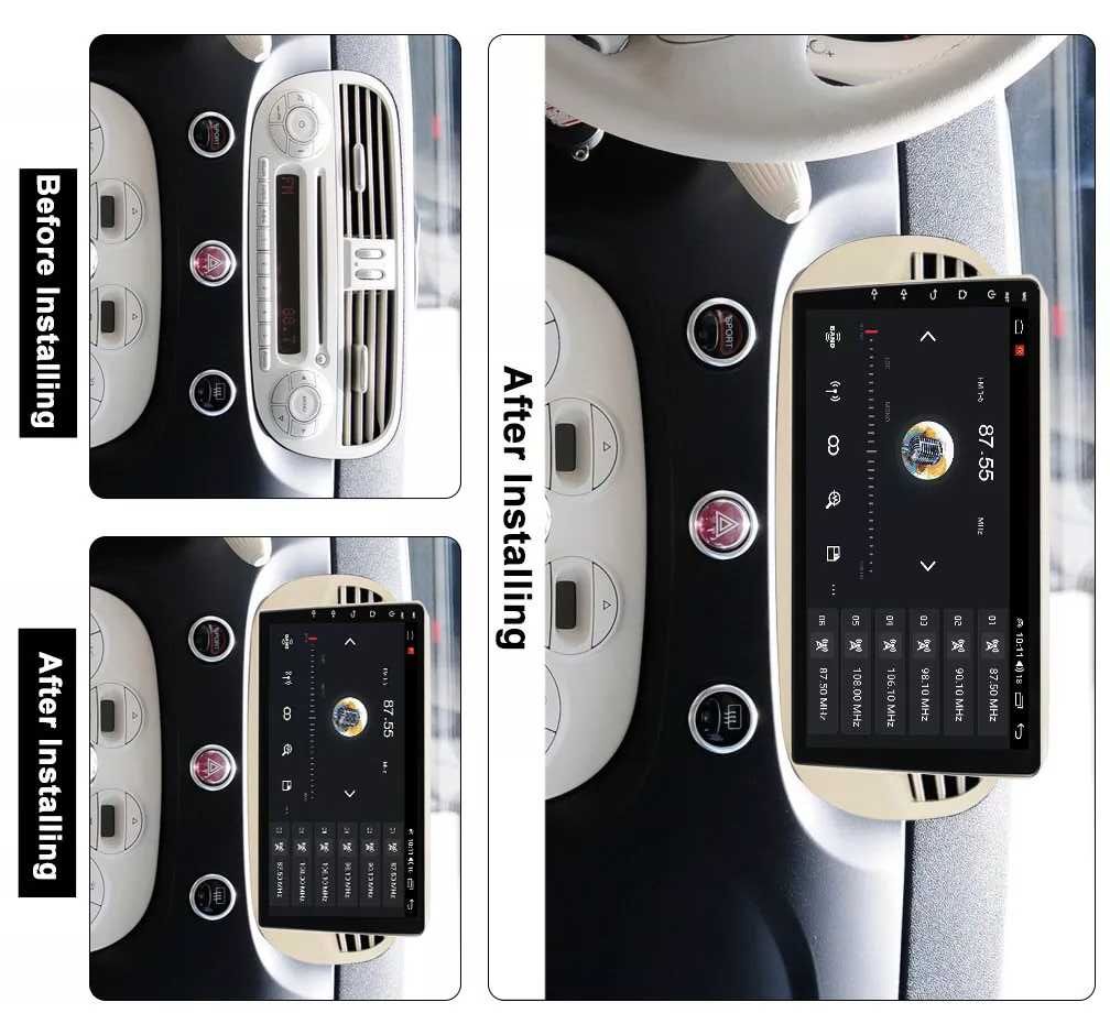Navigatie Android 13 FIAT 500 1/8 Gb Waze CarPlay Android Auto Camera