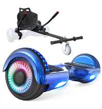 Set Hoverboard si Hoverkart GeekMe, Lumina LED roti, Albastru/Negru