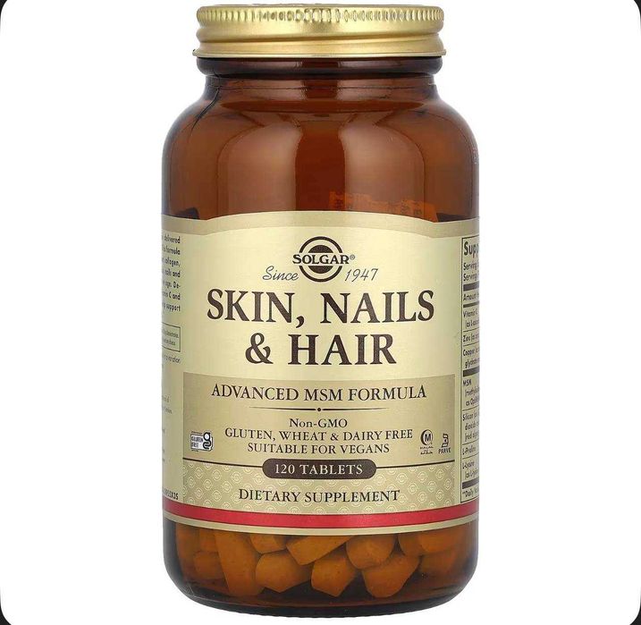 Solgar, кожа, ногти и волосы, улучшенная формула с МСМ, 120 таблеток