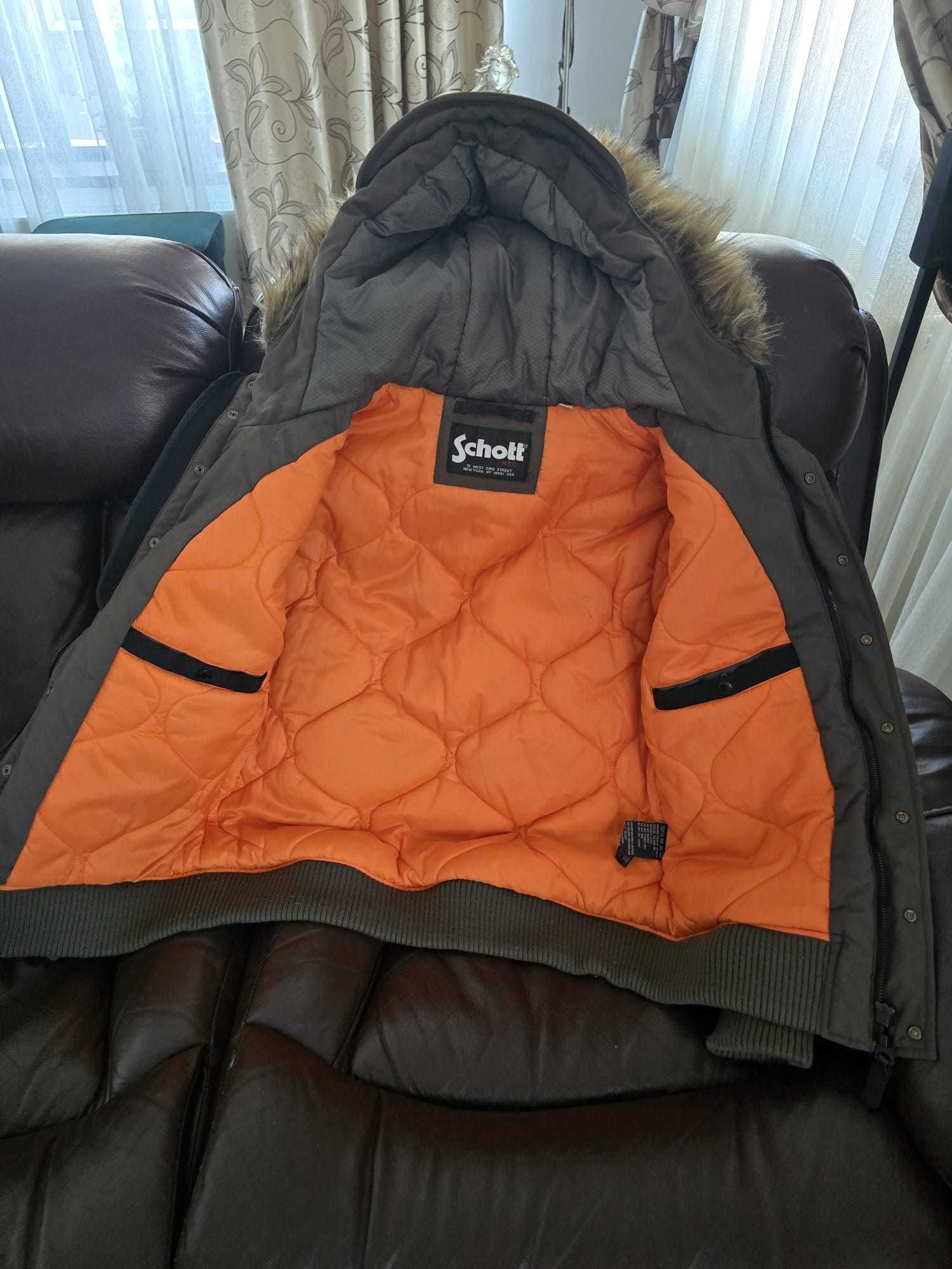 Geacă originală SCHOTT L kaki, geacă originală SUPER DRY L albastră