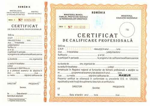 Maseur autorizat de Ministerul Muncii si Educatiei
