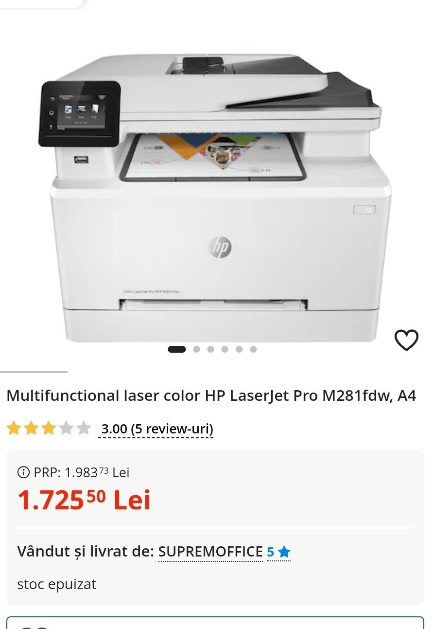 Imprimanta HP LaserJet color A4 M281fdw