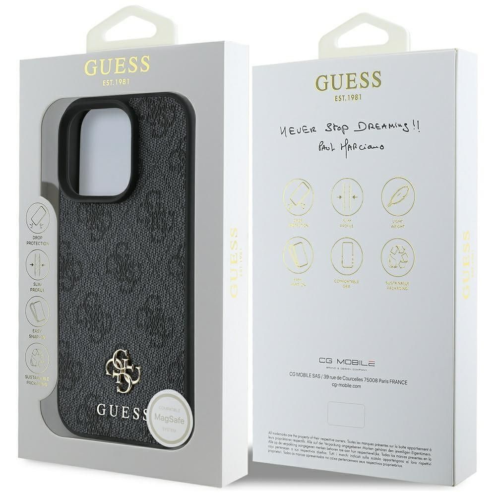 Guess 4g small and classic logo magsafe – iphone 16 pro max – черен