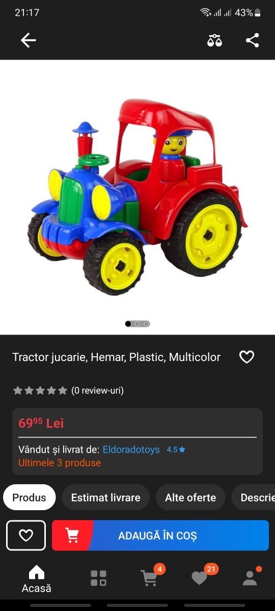 Vand tractor jucarie pentru copii
