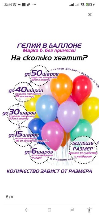 Гелий баллончики для шариков