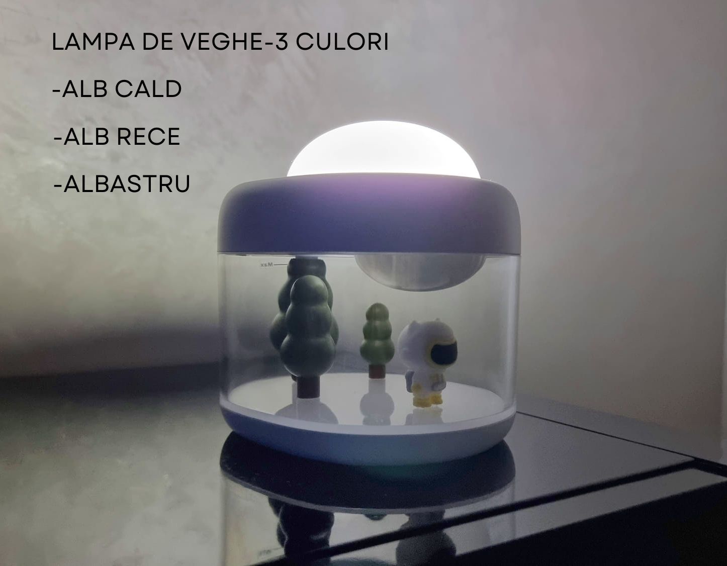 Umidificator cu lampa de veghe si proiector 360°, 500 ml