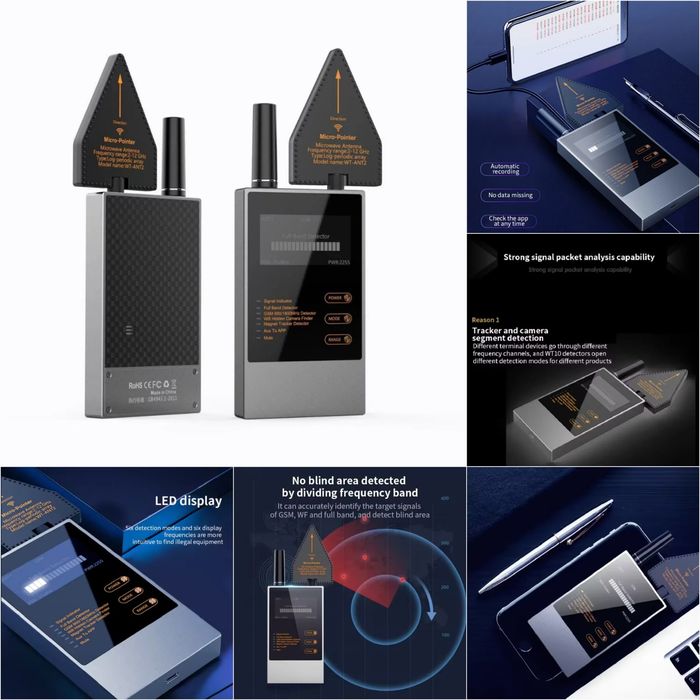 WT10 — Профессионал анти-шпион: Я ширин камера, GSM, GPS, Wi-Fi топади