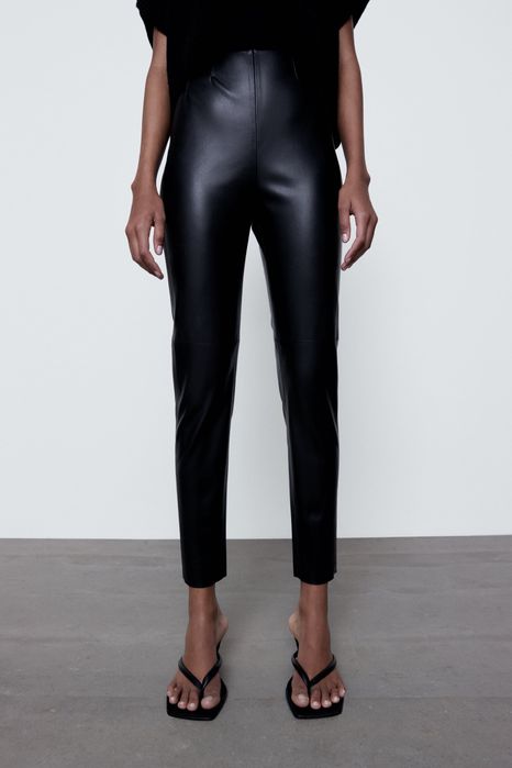 Colanti Pantaloni (Daira-Shop.ro) piele ecologica Zara negri elastici