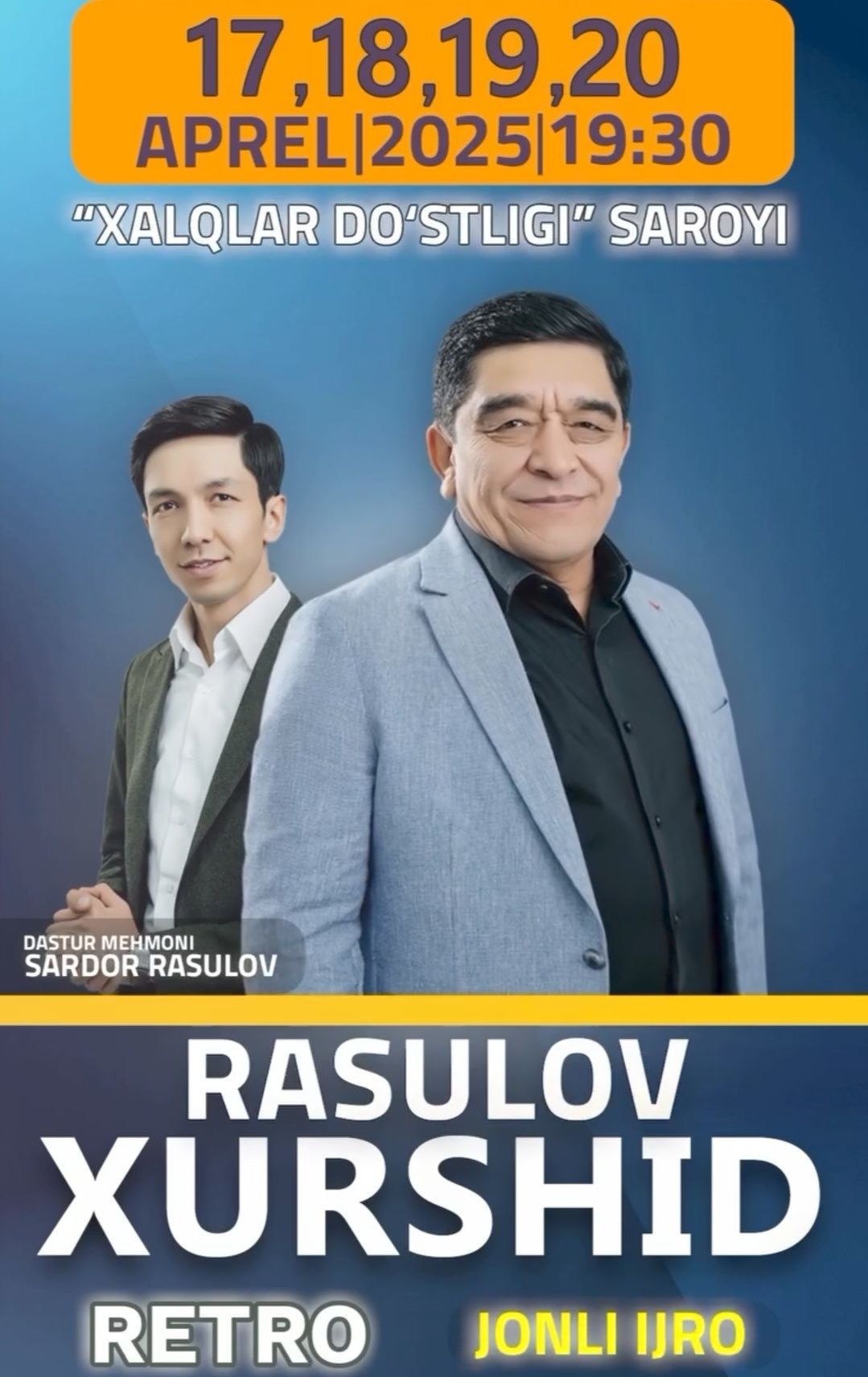 Xurshid Rasulov konsert (250 ming donasi)