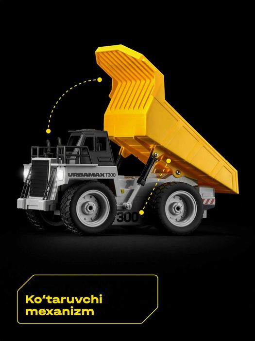 Радиоуправляемый самосвал Cubits Urbamax T300 со светом, масштаб 1:18