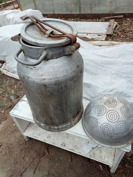 Фляга, бак для воды, дуршлаг алюминиевый советский