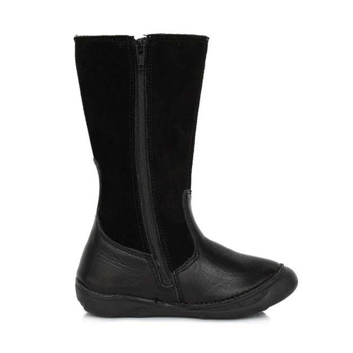 Cizme fete DD Step, din piele, cu franjuri, imblanite