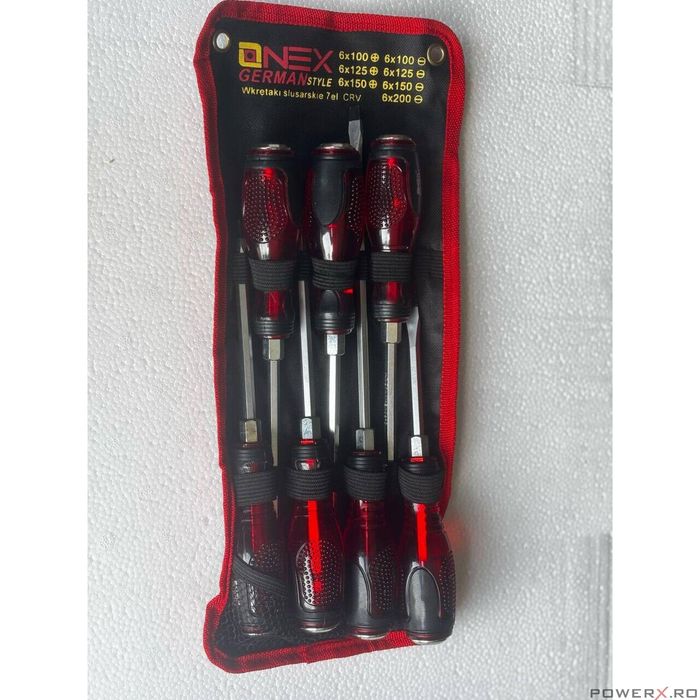 Set surubelnite 7 piese, cap drept, chrome-vanadium, Onex