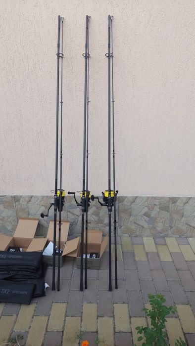 3 lansete shimano tx2, 3.66m/3,5lb, 3 mulinete daiwa 23 emblem 35scw