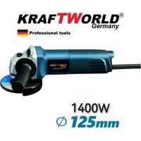 Ъглошлайф KRAFTWORLD 125 ММ, 1400W, с регулация на оборотите