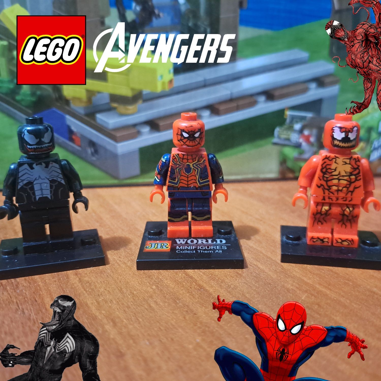 Лего фигурки Марвел, Веном, карнаж, человек паук