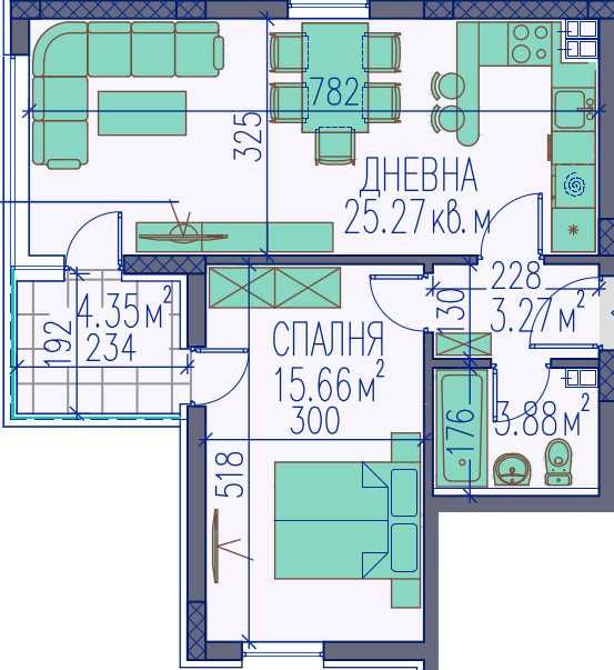 20% сега - 80% АКТ 16! Пред АКТ 15! Двустаен апартамент - Каменица 2