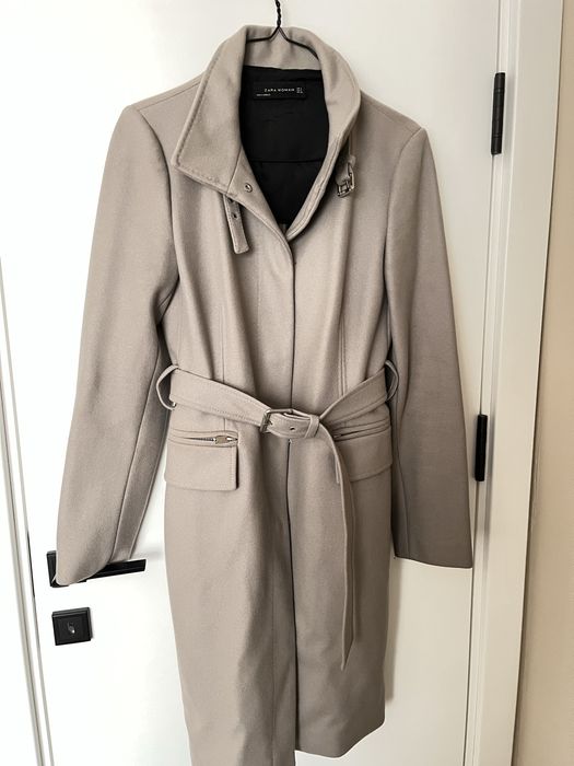 Сиво палто от вълна ZARA S размер