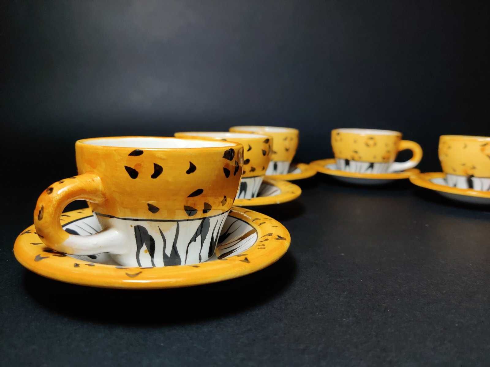 Керамичен чайен комплект за дома с бяла/оранжева елегантност