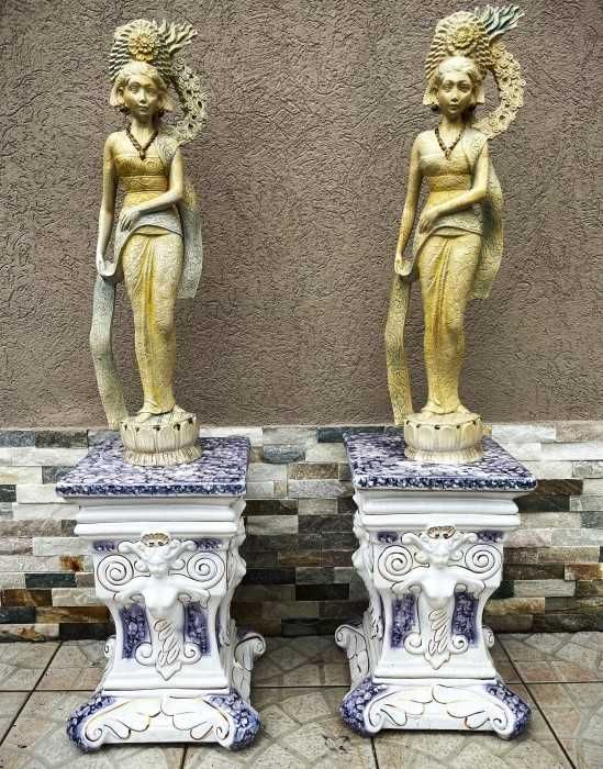 Elegante piedestale-portelan pictat manual-satiri-Franta