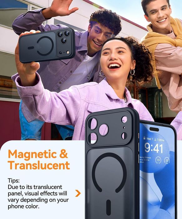 Матов magsafe кейс за apple iphone 17 pro max - черен